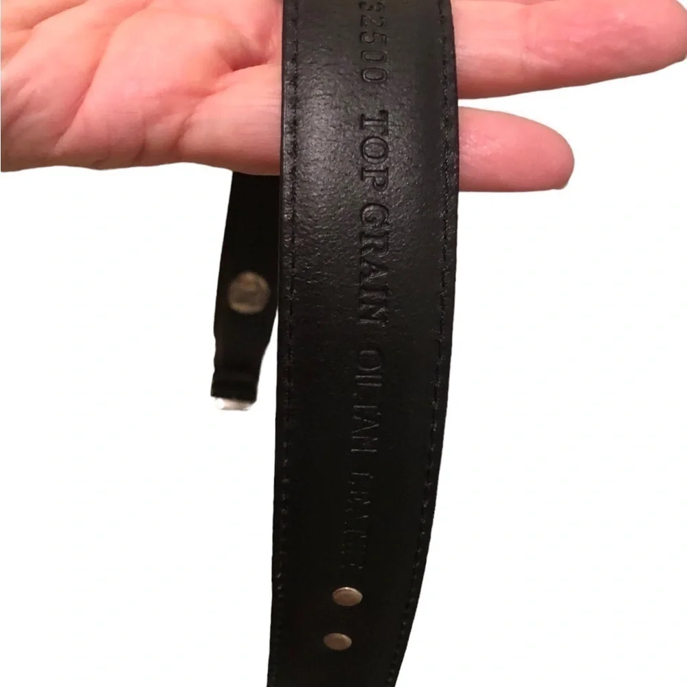 Men’s Top Grain Oil-Tan Leather Golf Belt 42” Black Club Conchos Silver Buckle